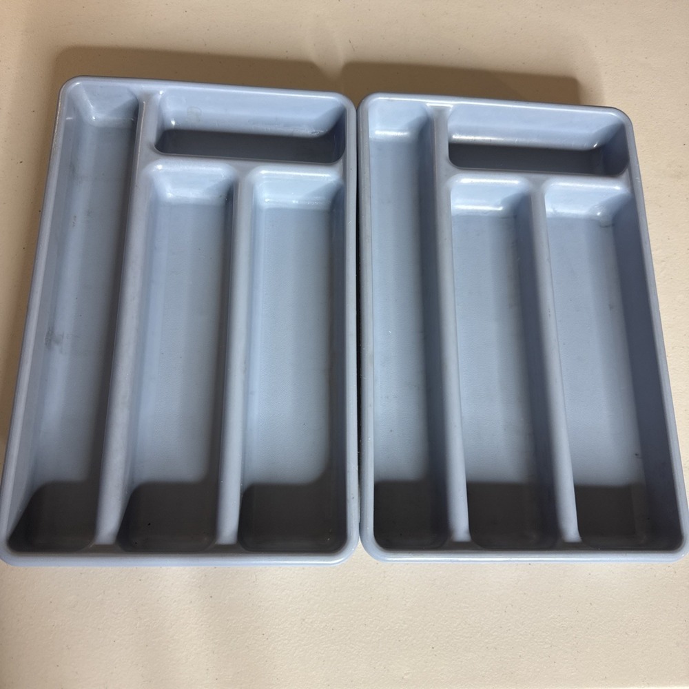 Vintage 0522 RUBBERMAID Blue  Cutlery Utensil  Tray 11-1/2" x 7-1/4" Lot Of 2